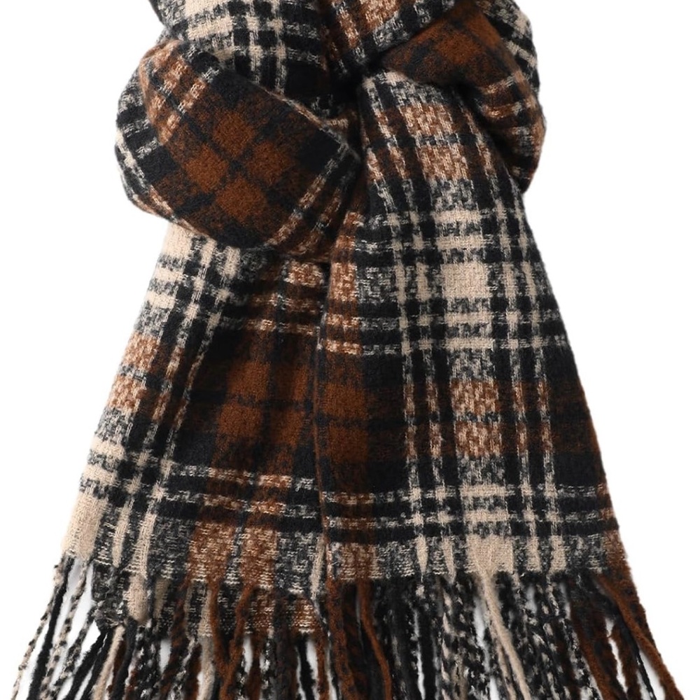 Plaid Fringe Scarf